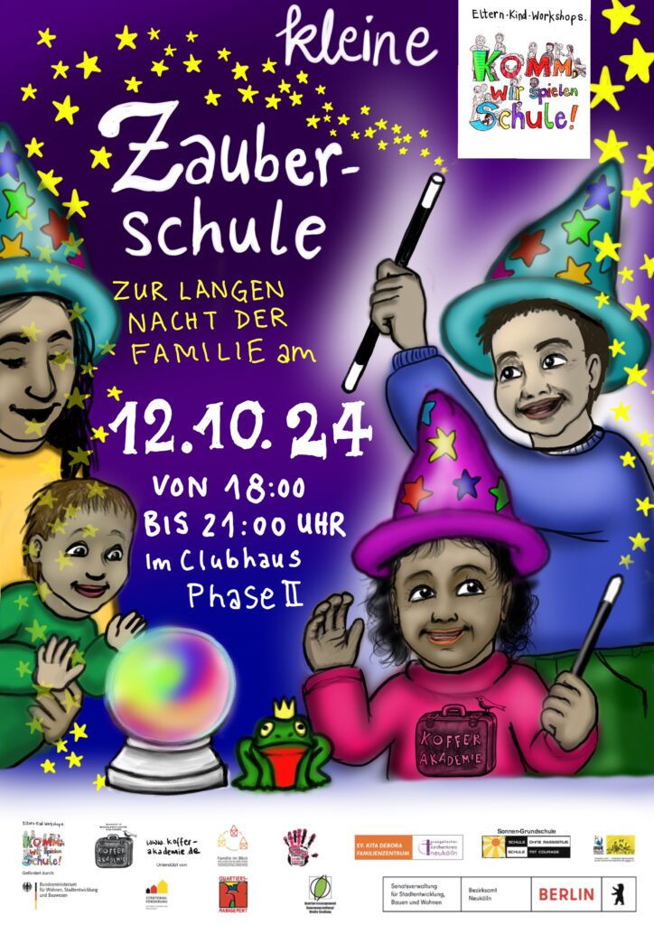 Die kleine Zauberschule zur langen Nacht der Familie am 12.10.24 mit „Komm, wir spielen Schule!“